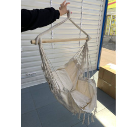 Подвесное кресло-гамак 130х100см. с планкой 90см. с двумя подушками 40х40см. Белый (25)