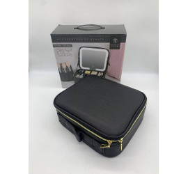 Портативная тканевая косметичка с зеркальцем + подсветка Make Up BLACK (30)