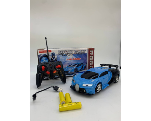 Машинка Трансформер Bugatti Robot Car Size 18 BLUE (+Блочки) (48)