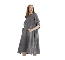 Полотенце-пончо с капюшоном 2в1 74х102см GREY (100)