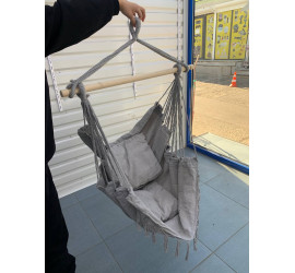 Подвесное кресло-гамак 130х100см. с планкой 90см. с двумя подушками 40х40см. Серый (25)