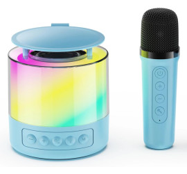 Портативная Bluetooth колонка K19 с двумя микрофонами RGB BLUE (40)