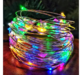 Гирлянда светодиодная нить роса 50 м LED с пультом МУЛЬТИК (100) USB