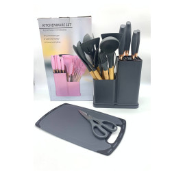 Силиконовый кухонный набор принадлежностей Kitchen stuff 19 предметов GREY (12)