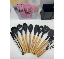 Силиконовый кухонный набор принадлежностей Kitchen stuff 19 предметов GREY (12)