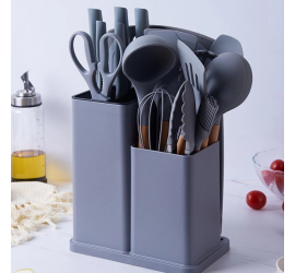 Силиконовый кухонный набор принадлежностей Kitchen stuff 19 предметов GREY (12)