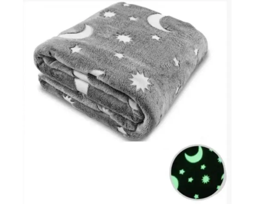 Светящийся теплый и нежный плед Magic Blanket 100х150 GREY (60)