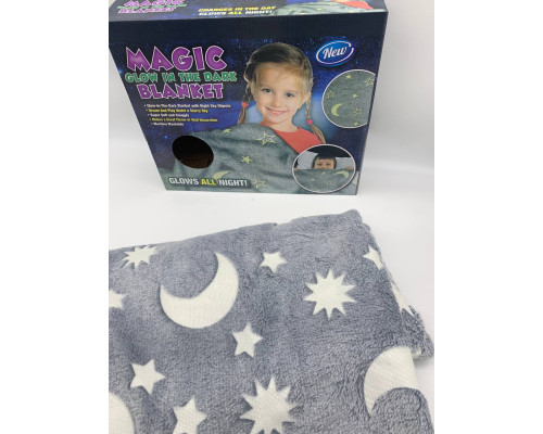 Светящийся теплый и нежный плед Magic Blanket 100х150 GREY (60)