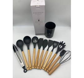 Силиконовый кухонный набор принадлежностей Kitchen stuff 12 предметов GREY (24)