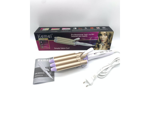Плойка тройная Kemei JFQ-KM-1010 White/Gold (40)