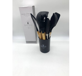 Силиконовый кухонный набор принадлежностей Kitchen stuff 12 предметов BLACK (24)