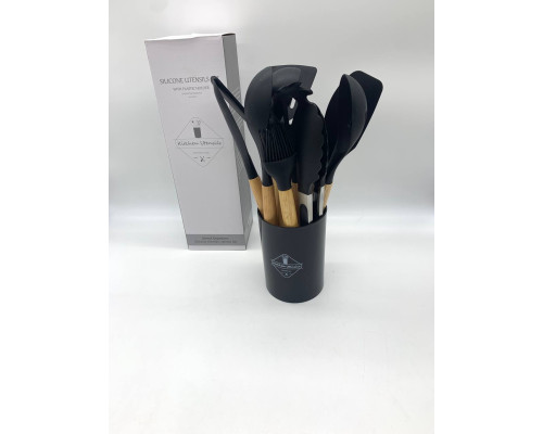 Силиконовый кухонный набор принадлежностей Kitchen stuff 12 предметов BLACK (24)