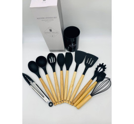 Силиконовый кухонный набор принадлежностей Kitchen stuff 12 предметов BLACK (24)
