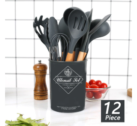 Силиконовый кухонный набор принадлежностей Kitchen stuff 12 предметов BLACK (24)