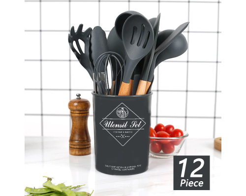 Силиконовый кухонный набор принадлежностей Kitchen stuff 12 предметов BLACK (24)