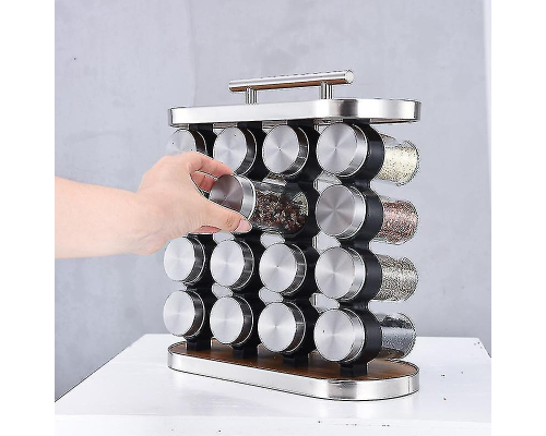 Карусель для специй 16 отсеков Stainless steel and wood (10)