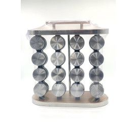 Карусель для специй 16 отсеков Stainless steel and wood (10)