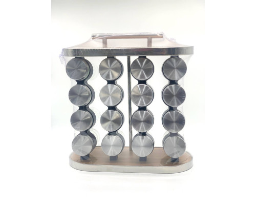 Карусель для специй 16 отсеков Stainless steel and wood (10)
