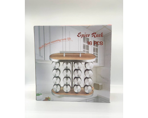 Карусель для специй 16 отсеков Stainless steel and wood (10)