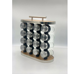 Карусель для специй 16 отсеков Stainless steel and wood (10)