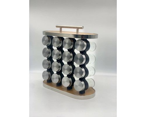 Карусель для специй 16 отсеков Stainless steel and wood (10)