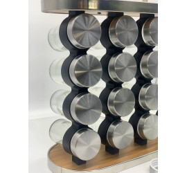 Карусель для специй 16 отсеков Stainless steel and wood (10)