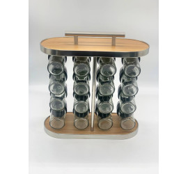 Карусель для специй 16 отсеков Stainless steel and wood (10)