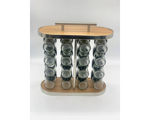 Карусель для специй 16 отсеков Stainless steel and wood (10)