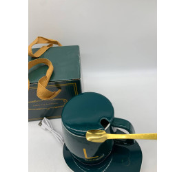 Чашка с подогревом на подставке Lucky керамическая с ложкой, подключение USB (36)