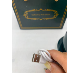 Чашка с подогревом на подставке Lucky керамическая с ложкой, подключение USB (36)