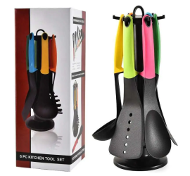 Набор кухонных принадлежностей на подставке 6 предметов пластик Kitchen Cutlery Sets (24)