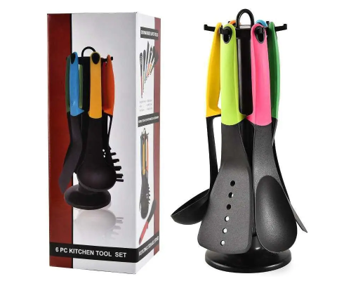 Набор кухонных принадлежностей на подставке 6 предметов пластик Kitchen Cutlery Sets (24)