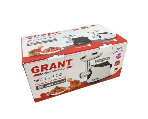 Электрическая мясорубка GRANT 6252 3000W с соковыжималкой для томатного сока WHITE (4)